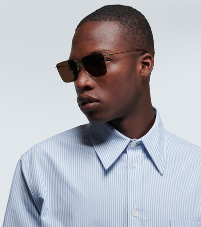 Bottega Veneta Ultrathin Rectangular Sunglasses In Brown