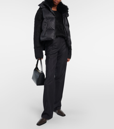 Yves Salomon Down Shearling-trimmed Jacket In Black