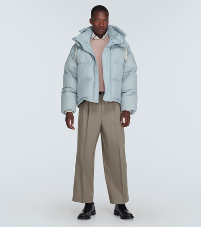 Ami Alexandre Mattiussi Hooded Pull Rope Down Jacket In Blue