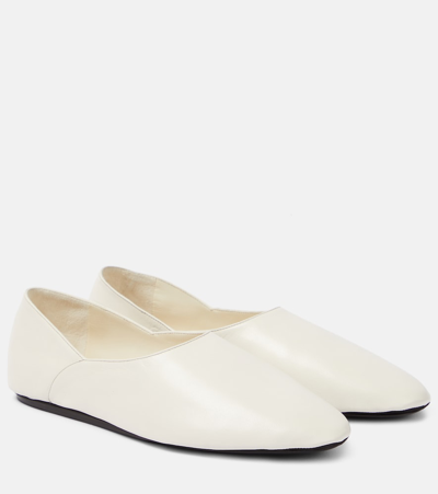 Shop Jil Sander Leather Slippers In White