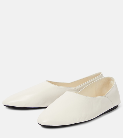Shop Jil Sander Leather Slippers In White