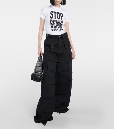 Vetements Wide-leg Cotton Cargo Jeans In Black