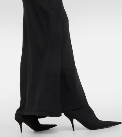Shop Balenciaga Ribbed Knit Cover-up Dress In Black