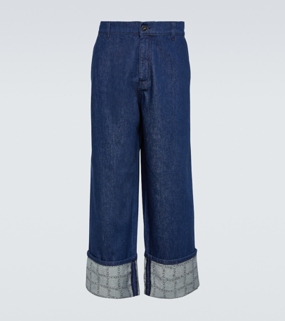 Shop Jw Anderson Turn Up Wide-leg Jeans In Blue