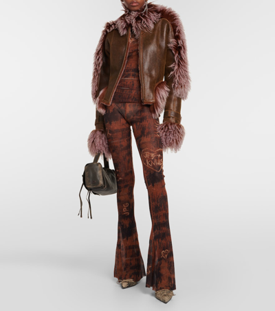 Jean Paul Gaultier X Knwls Graphic-print Sheer Top In Brown