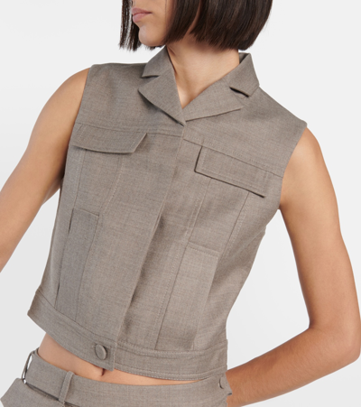 Aya Muse Mia Wool Crop Top In Grey