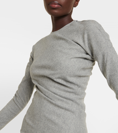Shop Totême Wool-blend Flannel Midi Dress In Grey