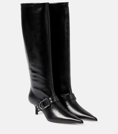 Shop Blumarine Jeanne Leather Knee-high Boots In Black