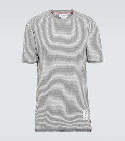 Shop Thom Browne Striped Cotton Jersey T-shirt In Grey