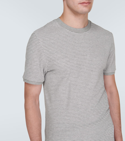 Shop Thom Browne Striped Cotton Jersey T-shirt In Grey