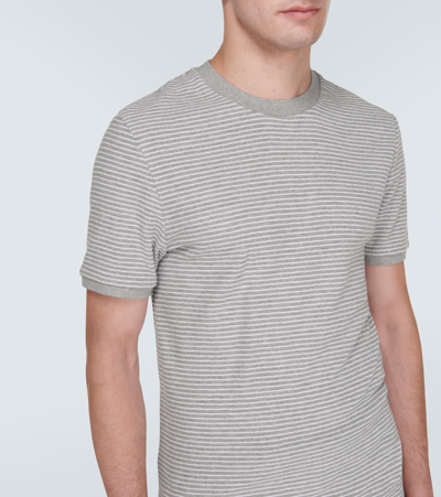 Thom Browne Striped Cotton Jersey T-shirt In Grey