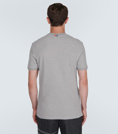 Thom Browne Striped Cotton Jersey T-shirt In Grey