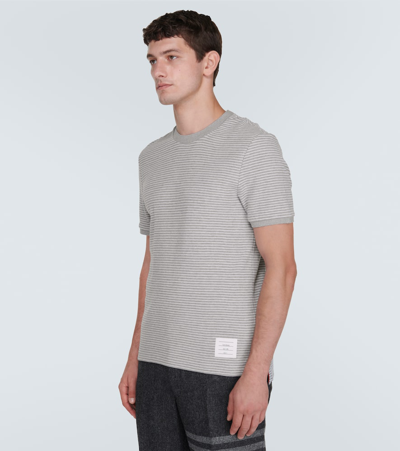 Shop Thom Browne Striped Cotton Jersey T-shirt In Grey