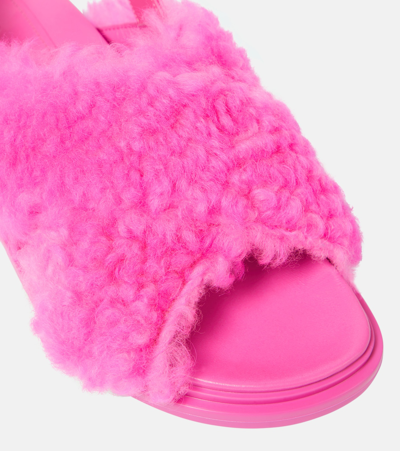 Shop Marni Fussbett Shearling Sandals In Pink