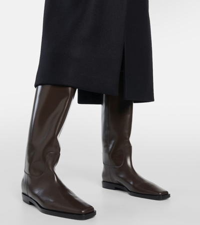 Shop Totême Leather Knee-high Boots In Brown