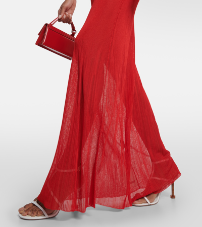 Jacquemus La Robe Maille Oranger Jersey Long Dress In Red