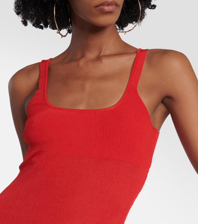 Jacquemus La Robe Maille Oranger Jersey Long Dress In Red