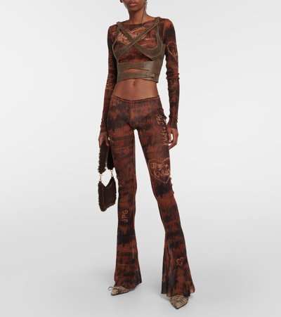 Shop Jean Paul Gaultier X Knwls Cutout Leather Bustier In Brown