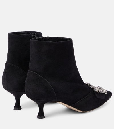 Manolo Blahnik Beylow Crsytal-embellished Ankle Boots In Black