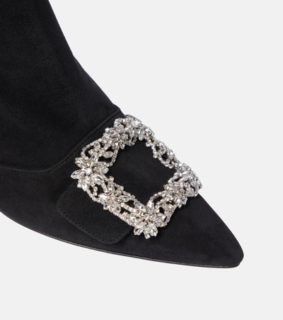 Manolo Blahnik Beylow Crsytal-embellished Ankle Boots In Black