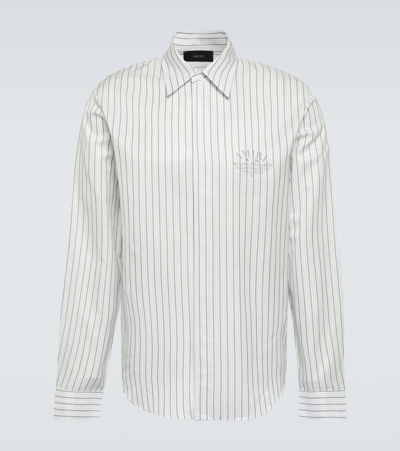Amiri Striped Long-sleeved Concealed Button Shirt In White