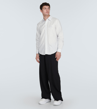Amiri Striped Long-sleeved Concealed Button Shirt In White