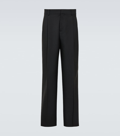 Shop Versace Wool Straight Pants In Black