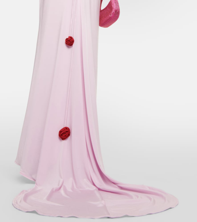Shop Magda Butrym Floral-appliqué One-shoulder Gown In Pink