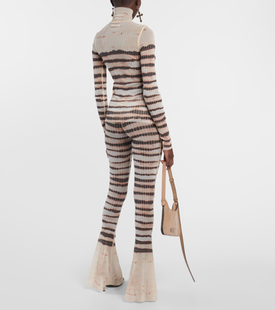 Jean Paul Gaultier Beige Knwls Edition Striped Turtleneck In Neutrals