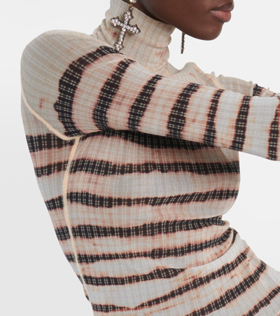 Jean Paul Gaultier Beige Knwls Edition Striped Turtleneck In Neutrals