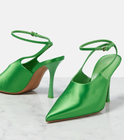 Shop Givenchy Show Satin Slingback Pumps In Green