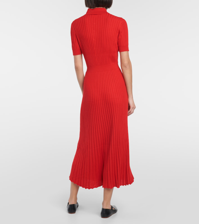 Shop Gabriela Hearst Amor Silk And Cashmere Midi Dress In Red