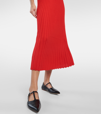 Shop Gabriela Hearst Amor Silk And Cashmere Midi Dress In Red