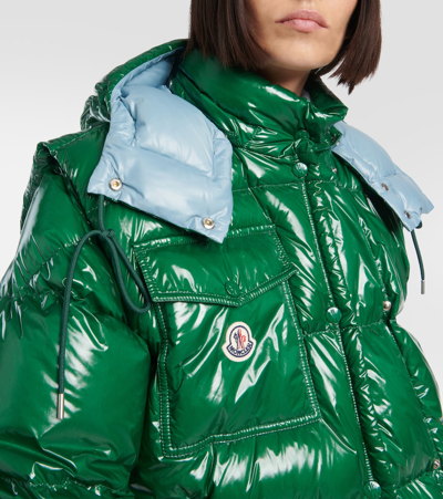 Moncler Karakorum Convertible Hooded Quilted Glossed-shell Down Jacket In Green