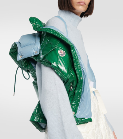 Moncler Karakorum Convertible Hooded Quilted Glossed-shell Down Jacket In Green