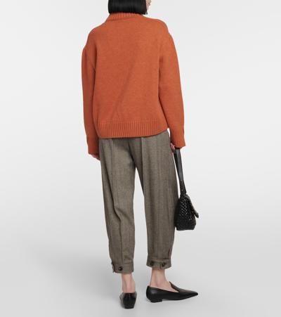 Shop Loro Piana Cashmere Turtleneck Sweater In Orange