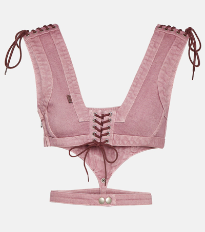 Jean Paul Gaultier Pink Knwls Edition Denim Tank Top In Purple