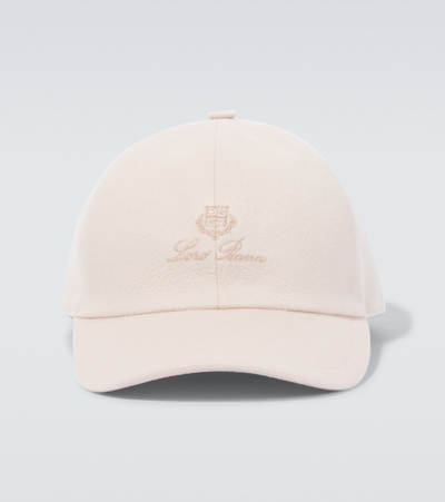 Shop Loro Piana Logo Cashmere Velvet Baseball Cap In Beige