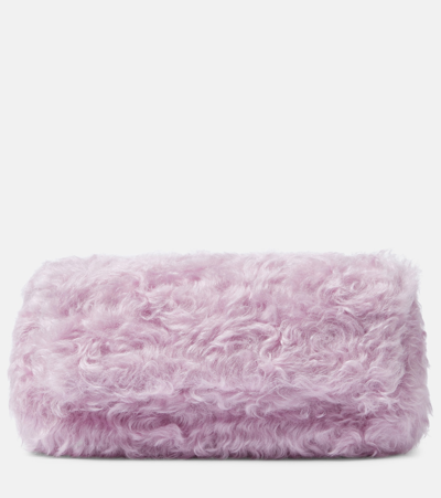 Shop Dries Van Noten Faux-fur Clutch In Purple