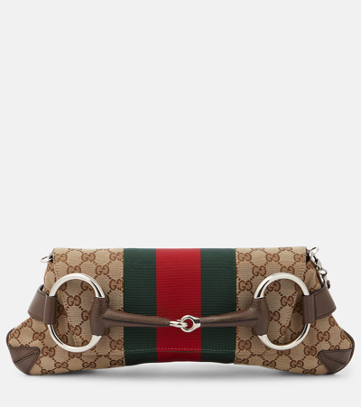 Shop Gucci Horsebit Chain Medium Shoulder Bag In Brown