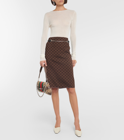 Gucci Horsebit Chain Medium Shoulder Bag In Brown