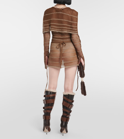Shop Jean Paul Gaultier X Knwls Crochet Wrap Miniskirt In Brown