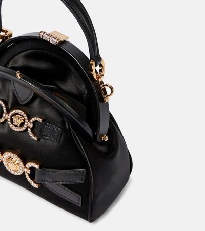 Shop Versace Medusa '95 Mini Satin Tote Bag In Black
