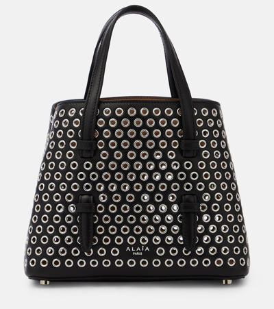 Shop Alaïa Mina 20 Embellished Leather Tote Bag In Black
