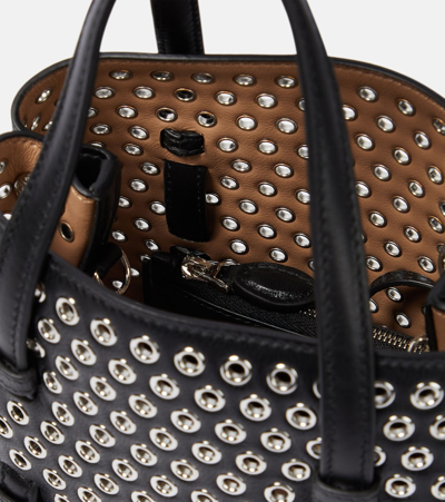 Shop Alaïa Mina 20 Embellished Leather Tote Bag In Black