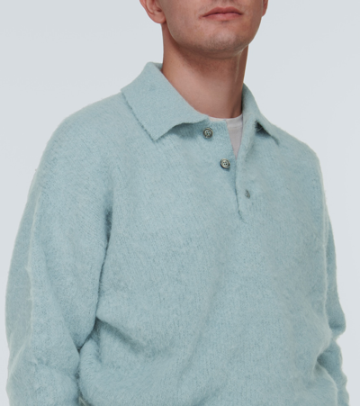Shop Ami Alexandre Mattiussi Alpaca And Wool-blend Polo Sweater In Blue