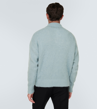 Shop Ami Alexandre Mattiussi Alpaca And Wool-blend Polo Sweater In Blue