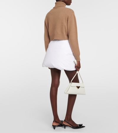 Prada Logo Wool And Cashmere Turtleneck Sweater In Brown