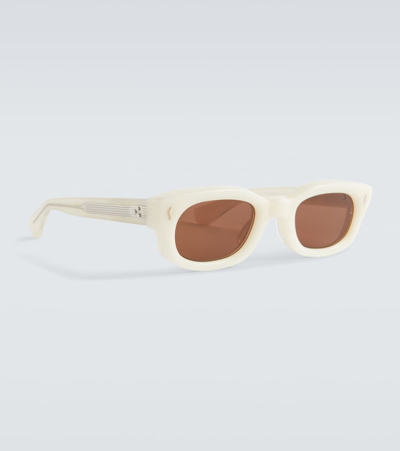 Shop Jacques Marie Mage Whiskeyclone Rectangular Sunglasses In White