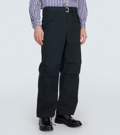 Shop Sacai Cotton-blend Cargo Pants In Black